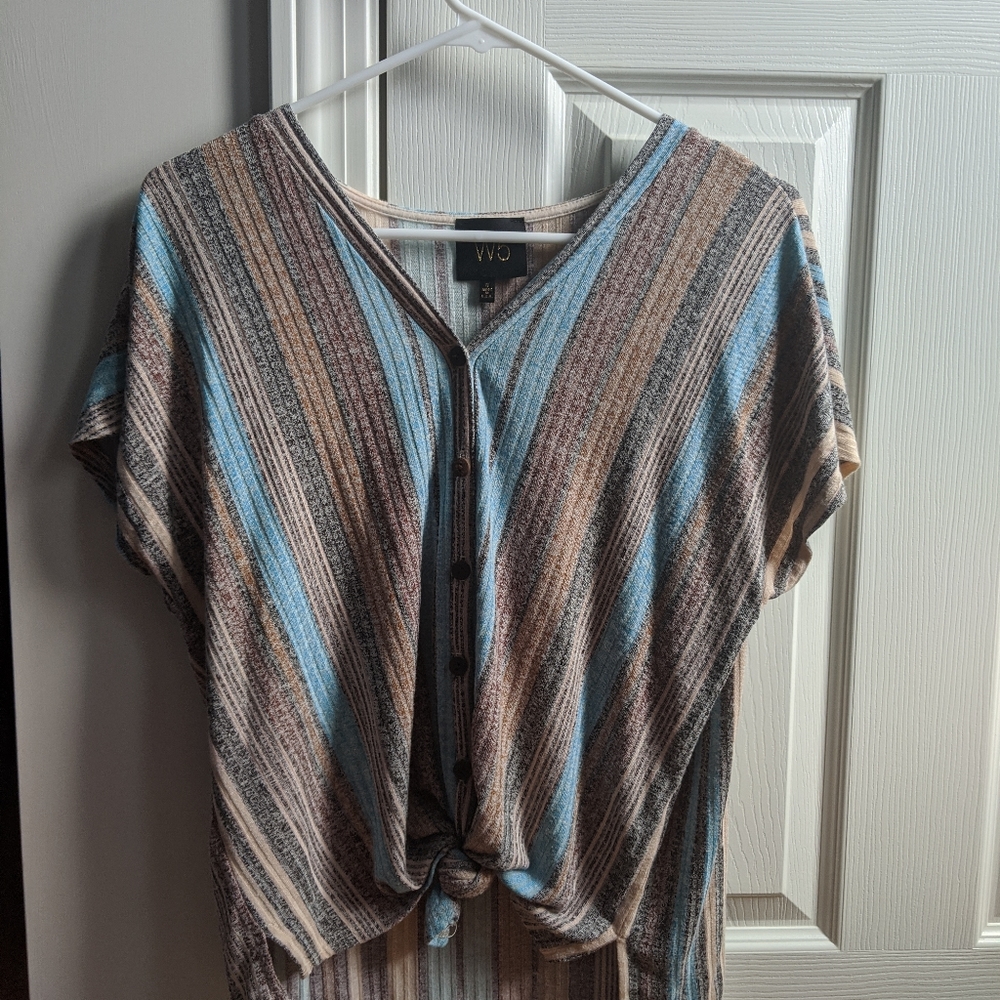 Button down tie front shirt